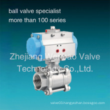 Stainless Steel 304 Pneumatic Actuator 3-PC Ball Valve